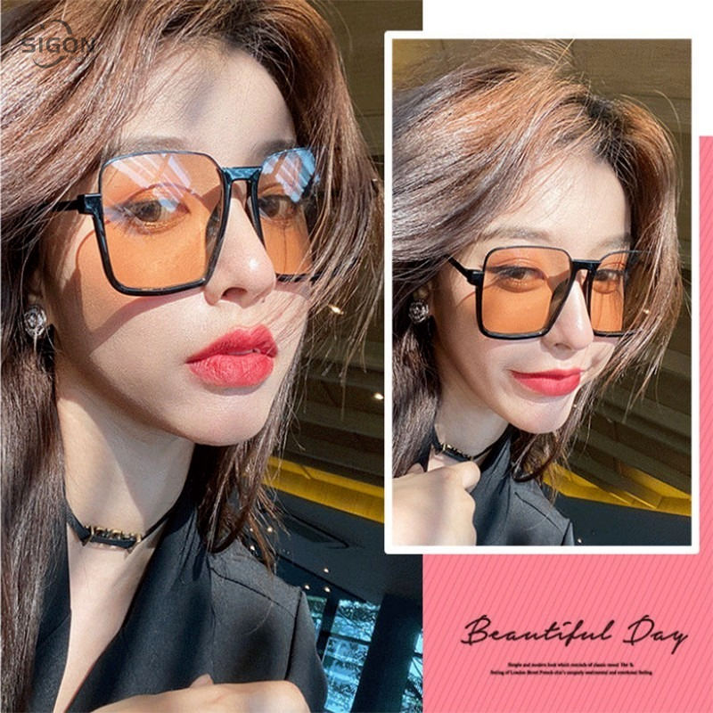 Korean version of the ins net red lower half-frame glasses male champagne sunglasses female trendy street shooting big frame square big face sunglasses