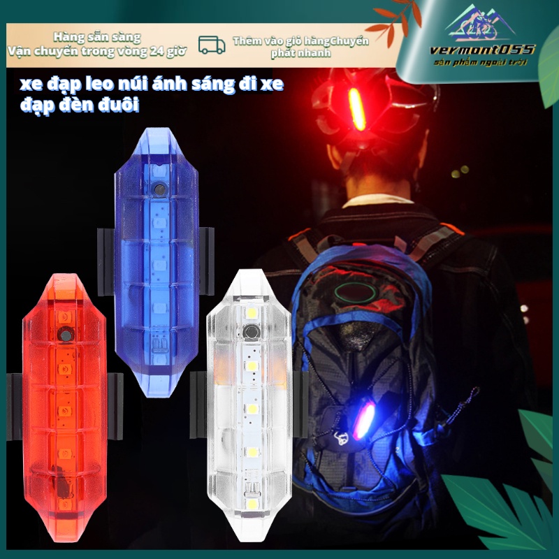 Hàng Hot Đèn hậu xe đạp 5LED có thể sạc lại USB 4 chế độ Đèn sau xe đạp Hàng giao ngayVermont055
