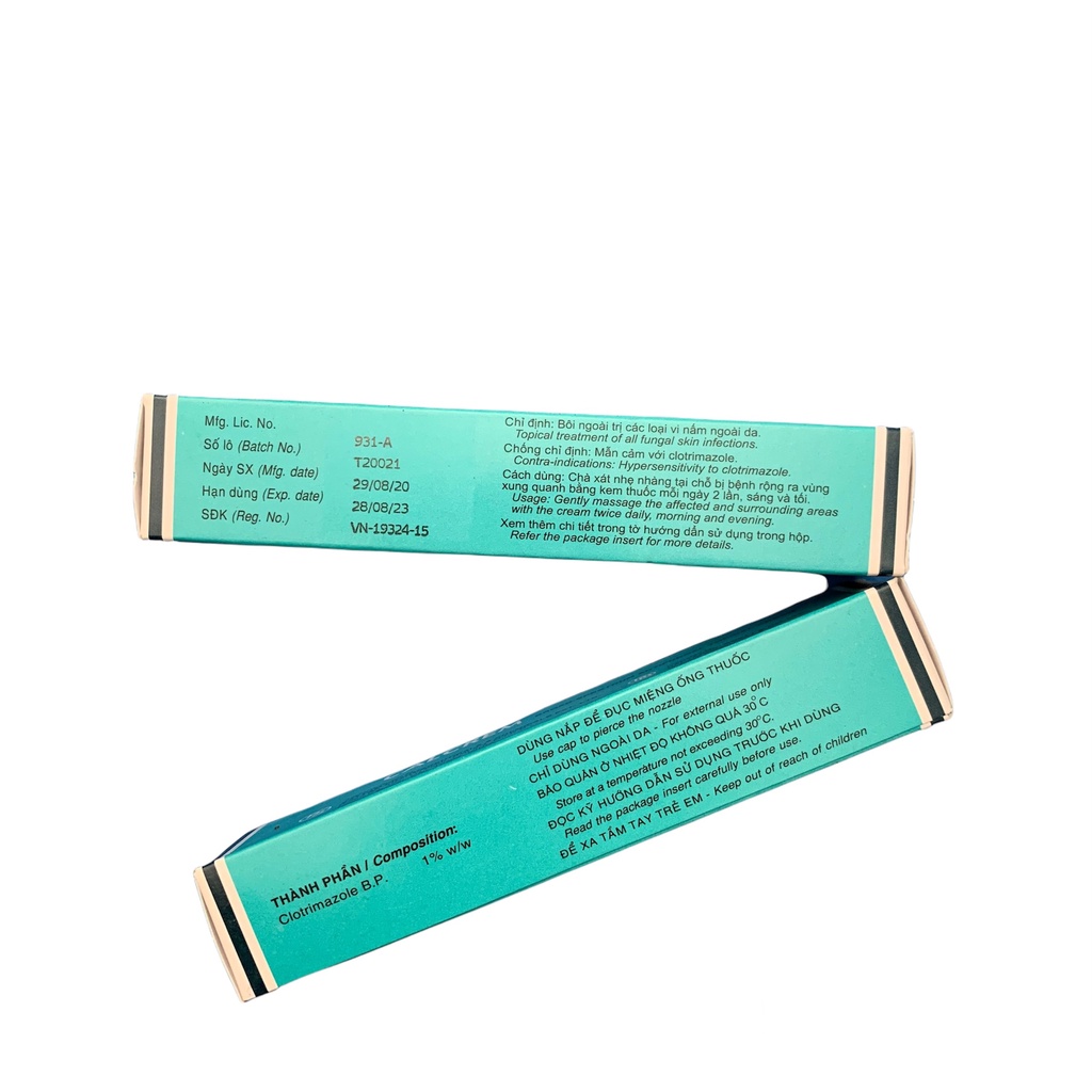 Kem bôi ngoài da CLOTRIMAZOLE 15g hỗ trợ bệnh lang ben, hắc lào, nước ăn chân, nấm chân tay