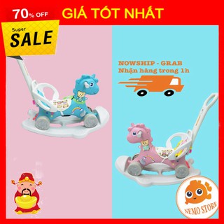 [ GIÁ TỐT NHẤT ]  Ngựa bập bênh cho bé 3 in 1 đa năng có bánh và tay đẩy kiêm xe chòi chân trẻ em có nhạc đèn bằng nhựa 
