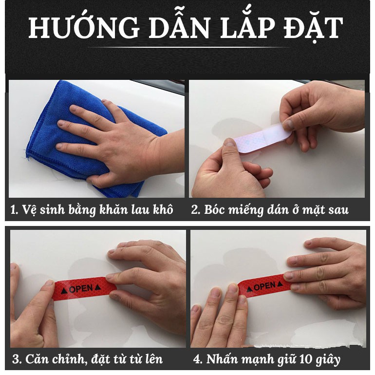 Bộ 4 Decal Phản Quang Cảnh Báo Mở Cửa Ô Tô