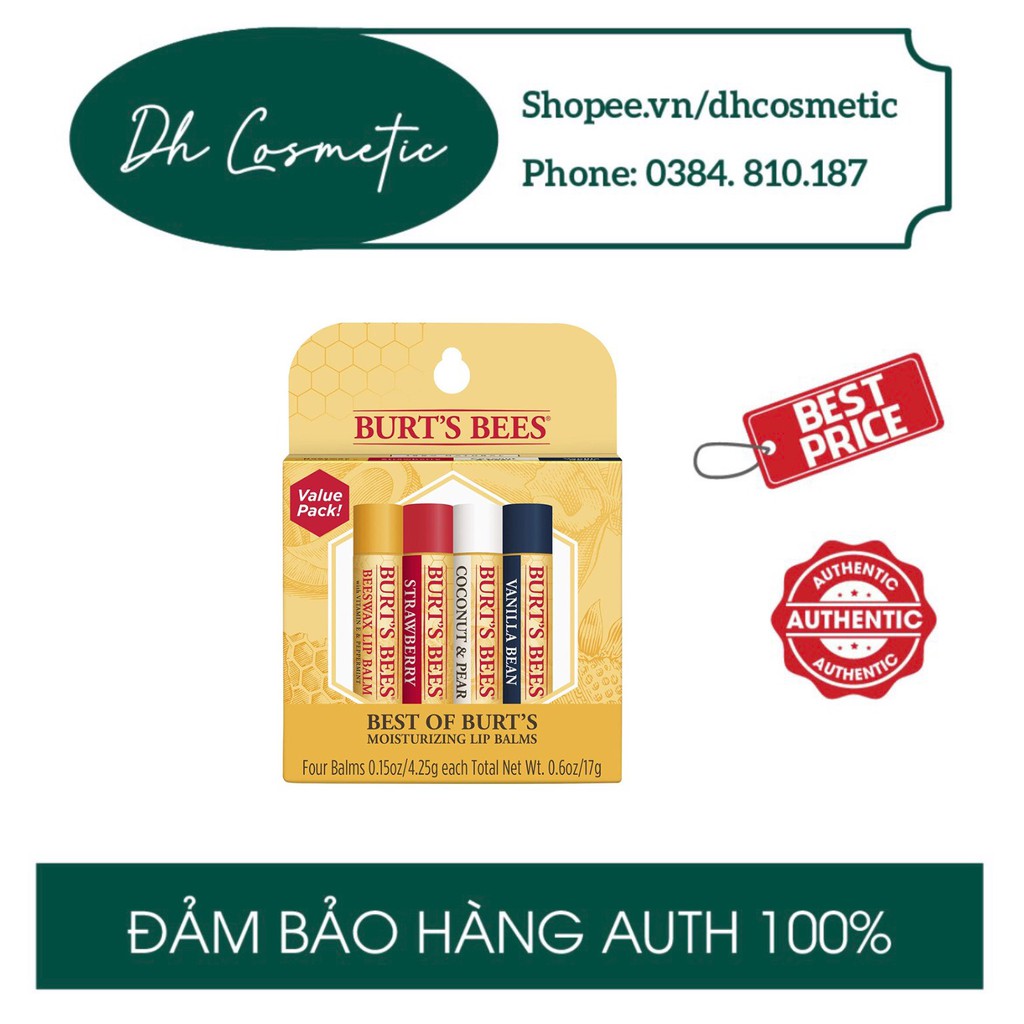 Son dưỡng môi thiên nhiên Burt’s Bees không màu dưỡng ẩm lâu và không thâm môi - Natural Lip Balm Burts Bee