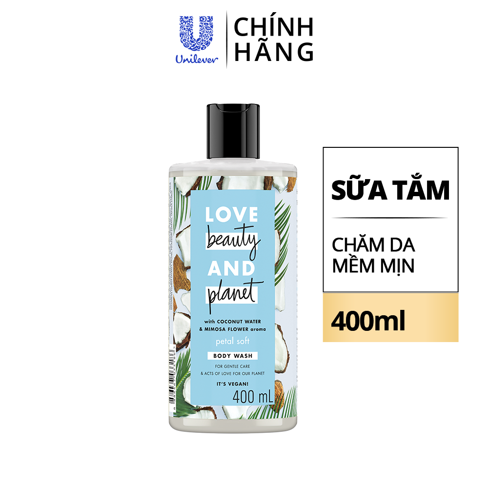 Combo 2 Sữa tắm Love Beauty And Planet chăm da mềm mịn với 100% dừa tươi organic 400ml/chai