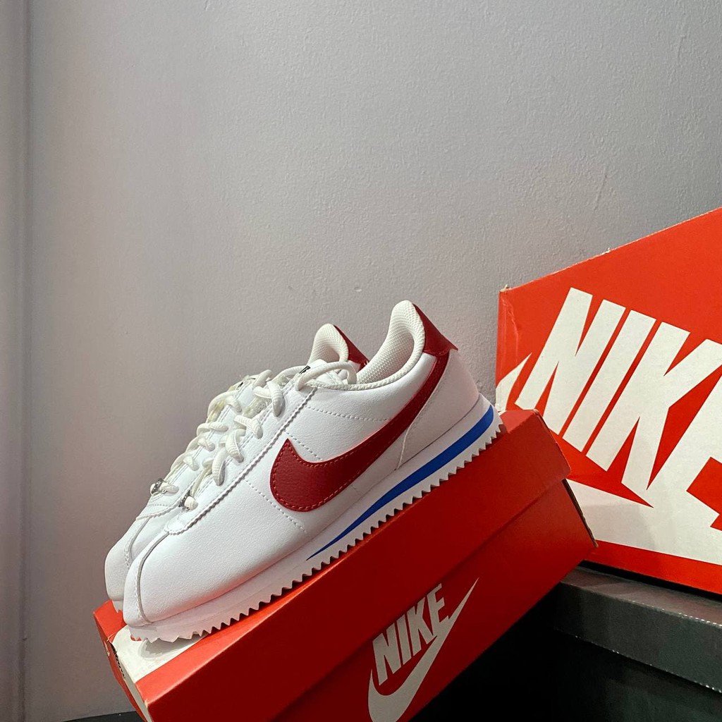 Giày Cortez Thể Thao Thời Trang Màu Trắng Móc Đỏ Nam Nữ Có Sẵn 904764-103