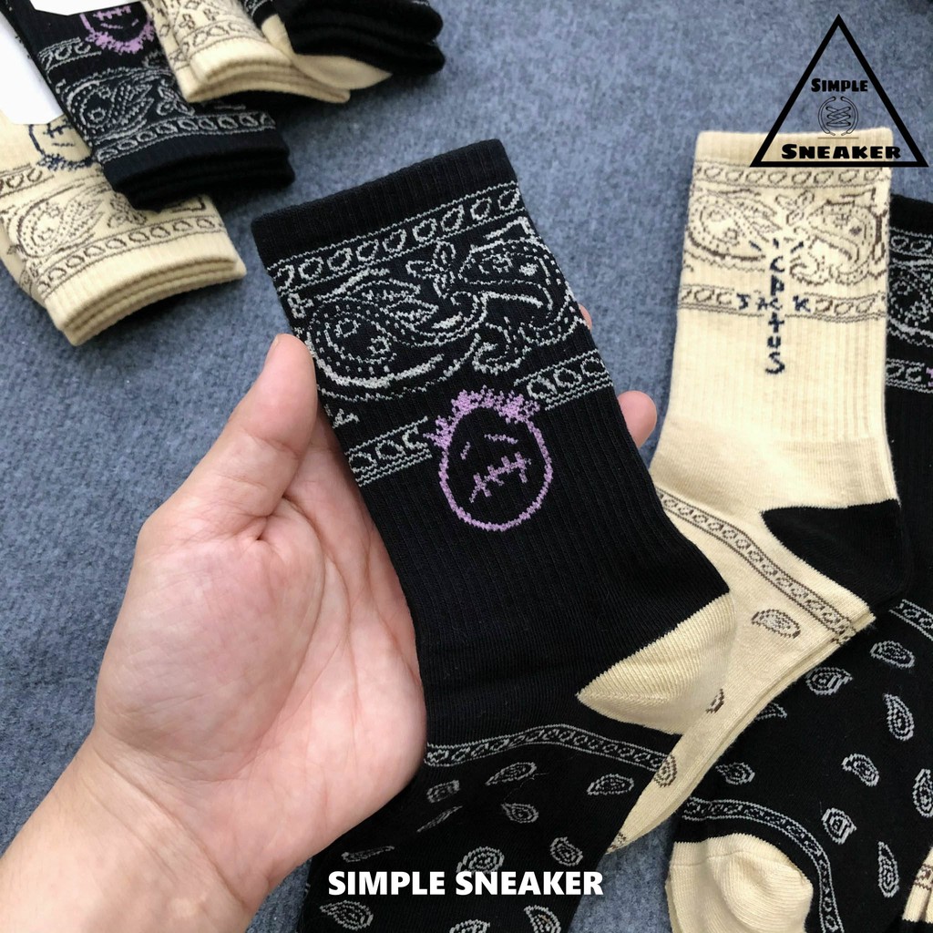 Vớ Cổ Cao Thể Thao Travis Scott 🔴FREE SHIP🔴 Tất Nam Nữ Unisex Họa Tiết Bandana - Phối Giày Jordan