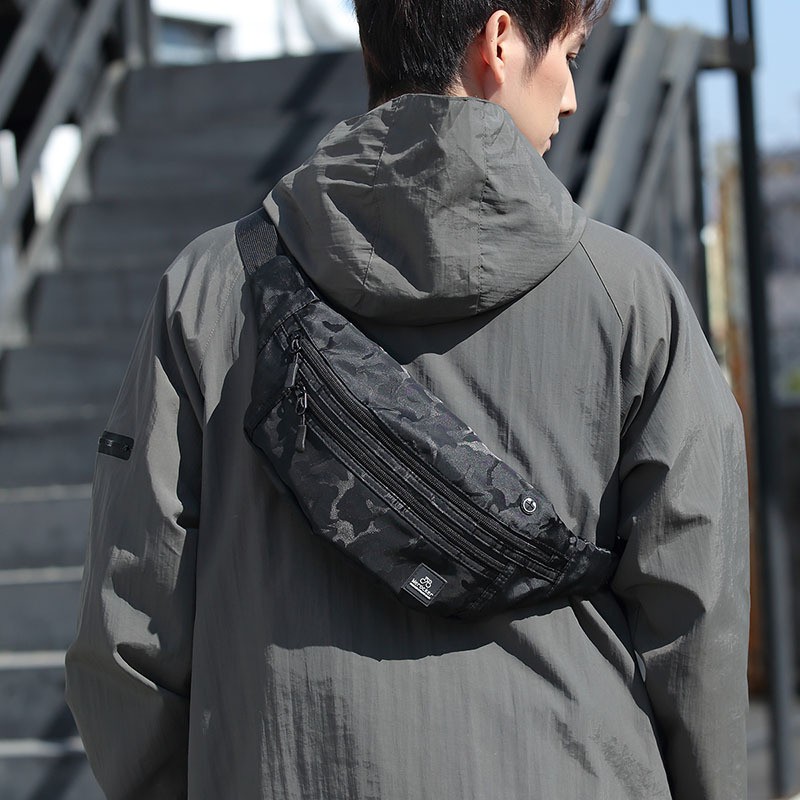 Túi đeo hông vải oxford kết hợp nylon họa tiết rằn ri thời trang cao cấp cho nam | BigBuy360 - bigbuy360.vn