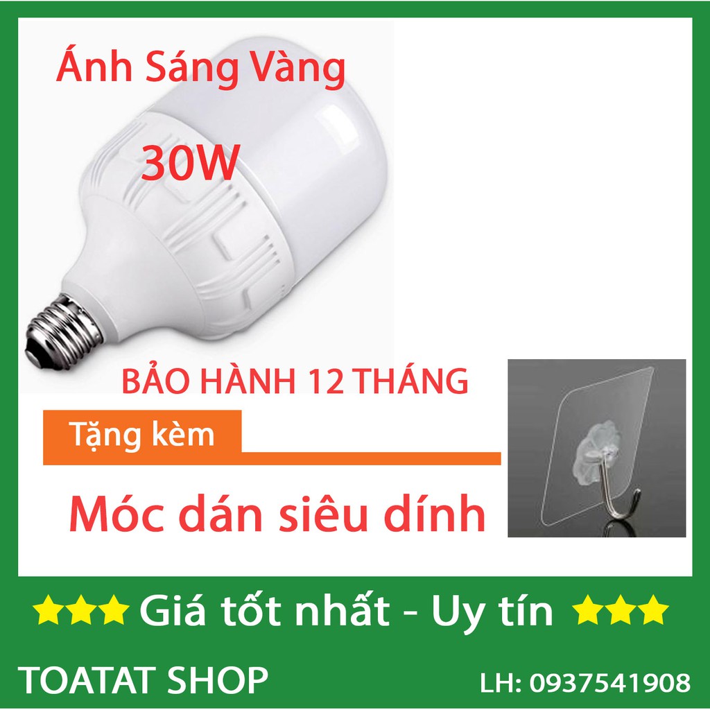 Bóng đèn Led trụ 30W  - tặng móc siêu dính