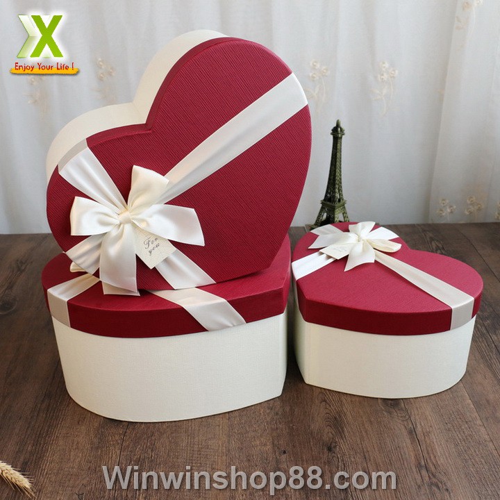 Bộ 3 Hộp Quà Trái Tim V.2, Hộp Quà Hình Trái Tim Có Nơ Sang Trọng - Do_luu_niem | BigBuy360 - bigbuy360.vn