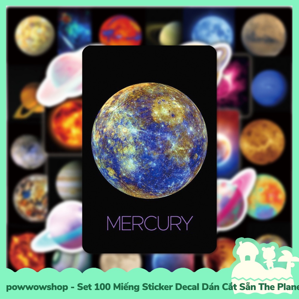 [Sẵn VN - Hỏa Tốc] Set 100 Miếng Sticker Decal Cắt Sẵn DIY Dán Trang Trí Vật Dụng Mẫu The Planets &amp; The Cats