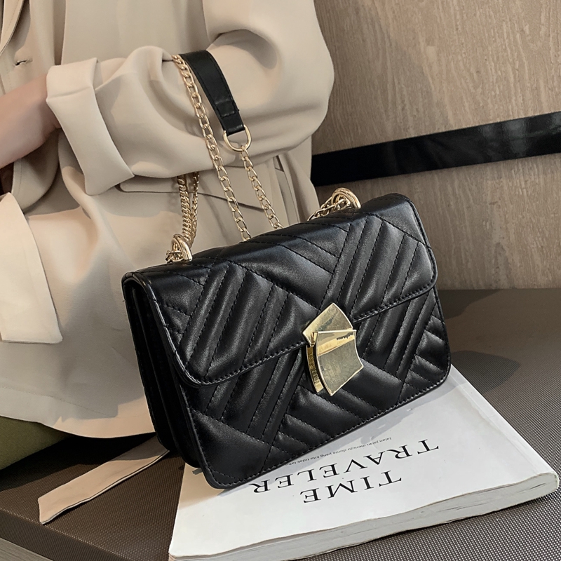 Túi Đeo Vai Hình Vuông Phối Dây Đeo Sợi Xích Phong Cách Hàn Quốc Thời Trang Cho Nữ