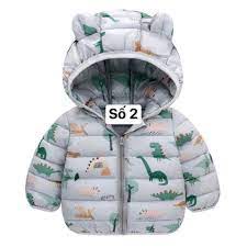 Áo khoác họa tiết trẻ em, áo phao tai gấu, siêu nhẹ, siêu mềm, dày ấm cho bé 8-20kg