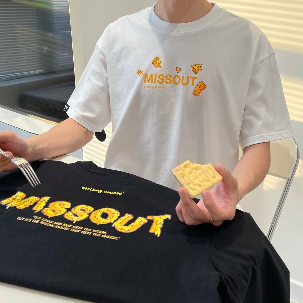 Áo thun tay lỡ  MissOut Cheese  phông Unisex nam nữ tee oversize form rộng pull Ulzzang Streetwear Hàn Quốc vải mềm