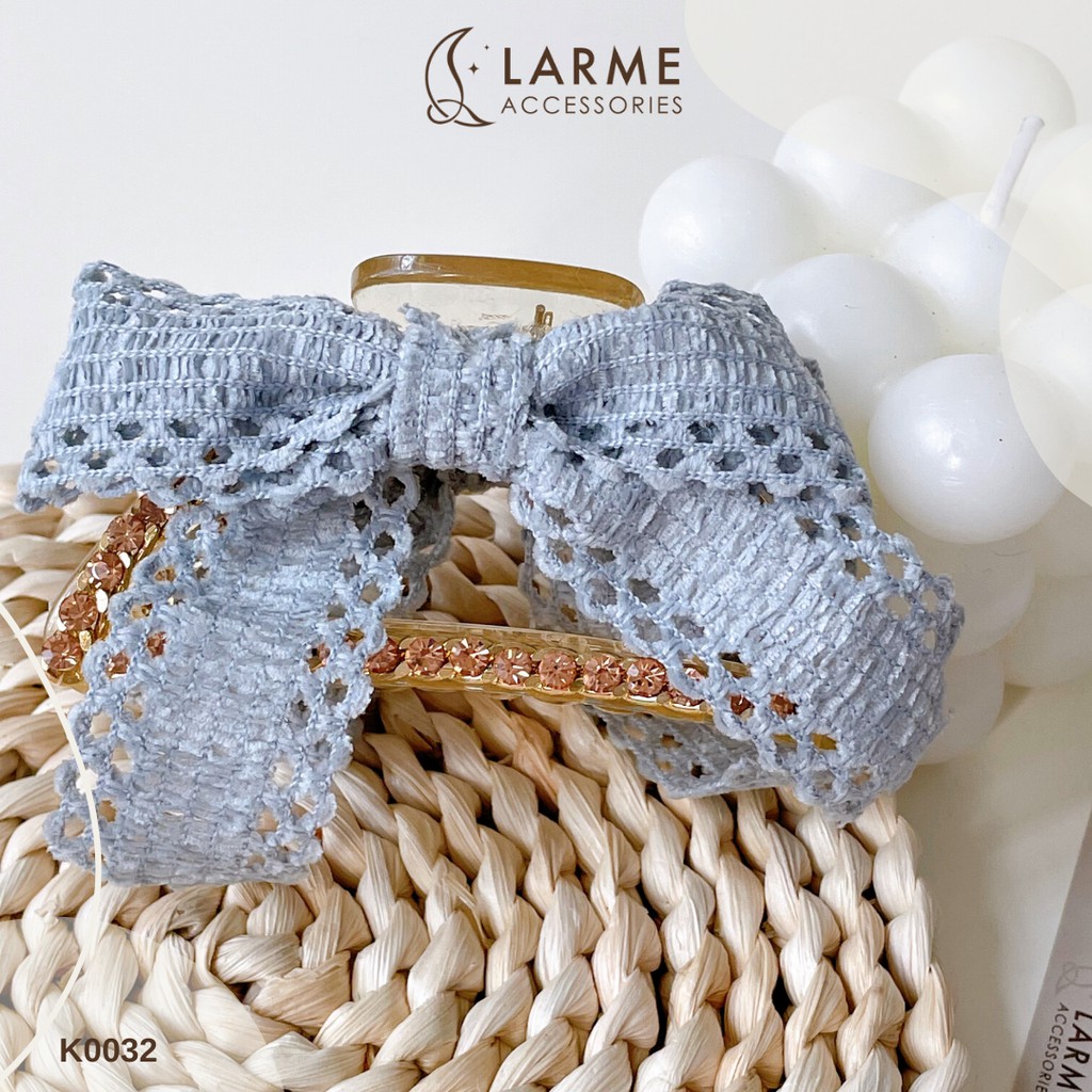 Kẹp tóc càng cua Hàn Quốc nơ đính đá sang trọng Larme accessrories - K0032
