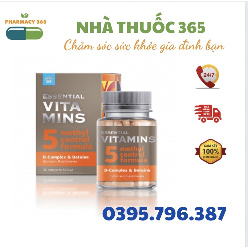 [Hỗ trợ tim mạch] Thực phẩm bảo vệ sức khỏe  Essential Vitamin 5 - Vitamins B-complex &amp; Betaine – 30 viên – Date T3/2023