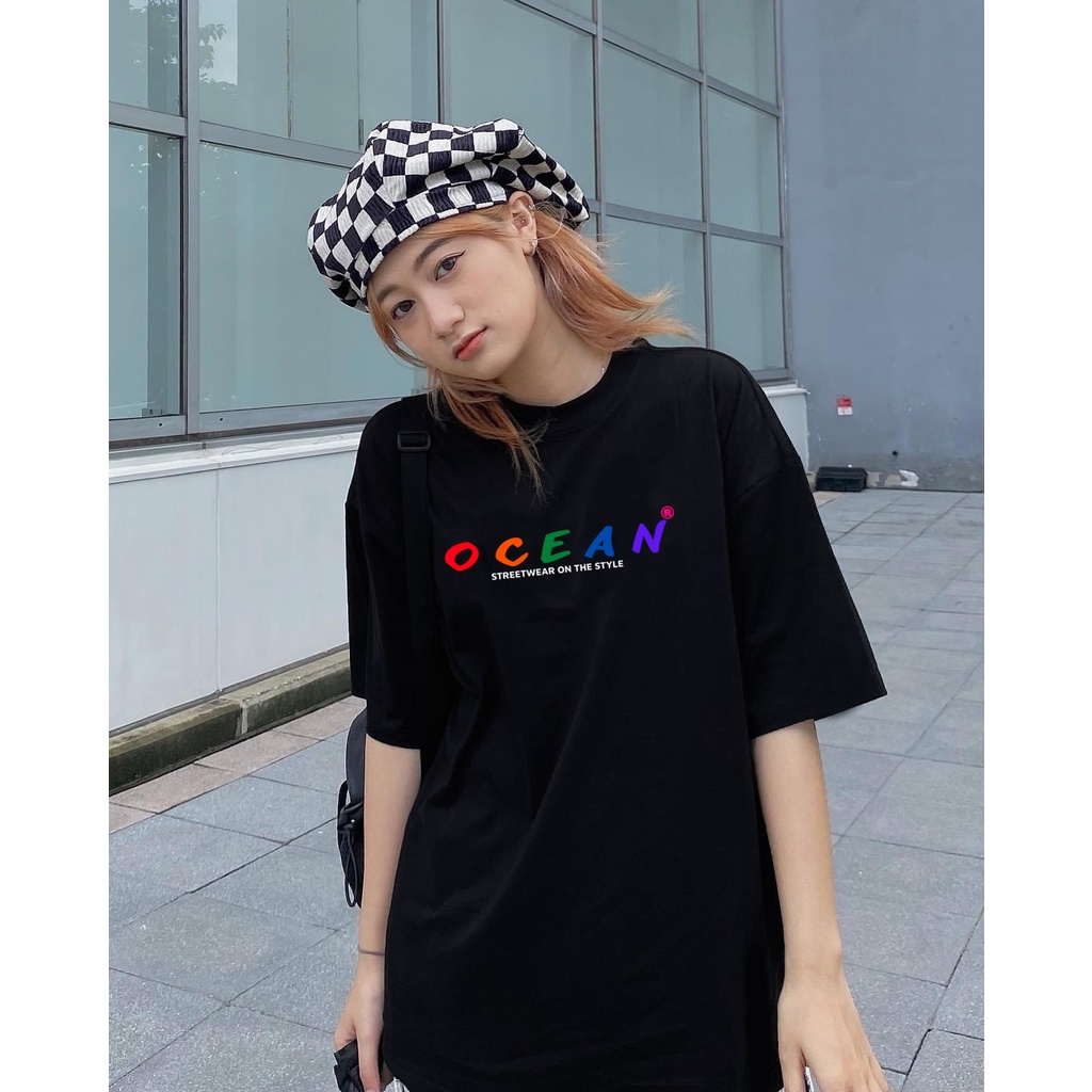 Áo thun tay lỡ unisex local brand OCEAN Color - Áo phông nam nữ Ullzang tay lỡ 100% Cotton 3 size M,L,XL - OCEAN.CLO