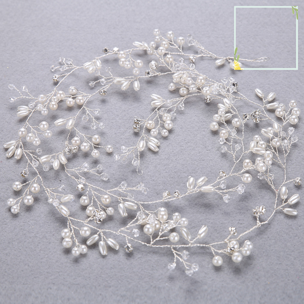 Dây Hoa Đính Ngọc Trai Giả Trang Trí Tóc Cô Dâu 50cm