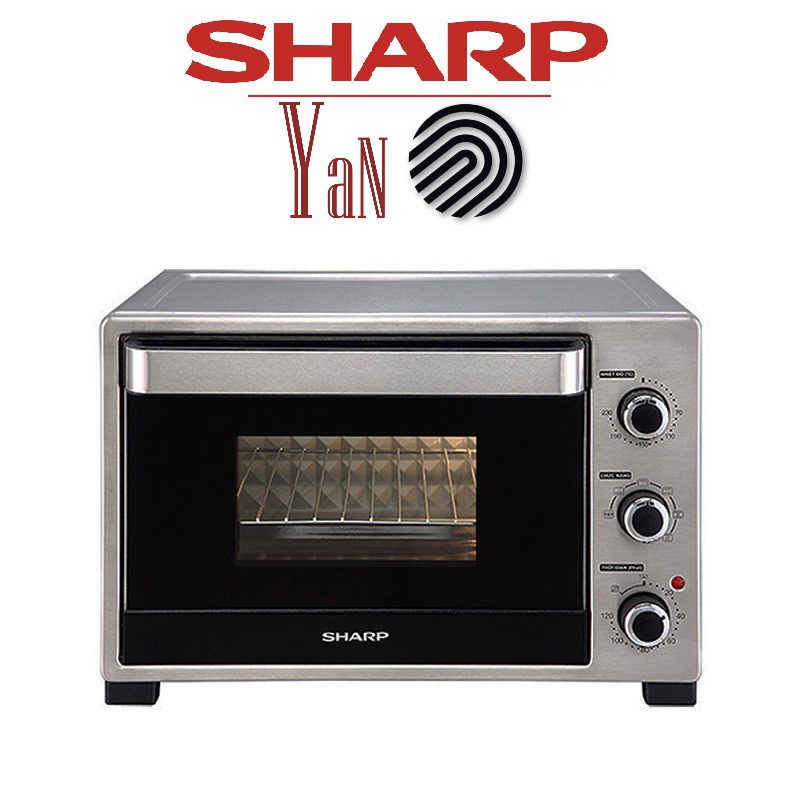 Lò nướng đối lưu bằng điện trở có bộ xiên que 3 núm vặn Sharp EO-A323RCSV-ST 32L 1500W - Hàng chính hãng