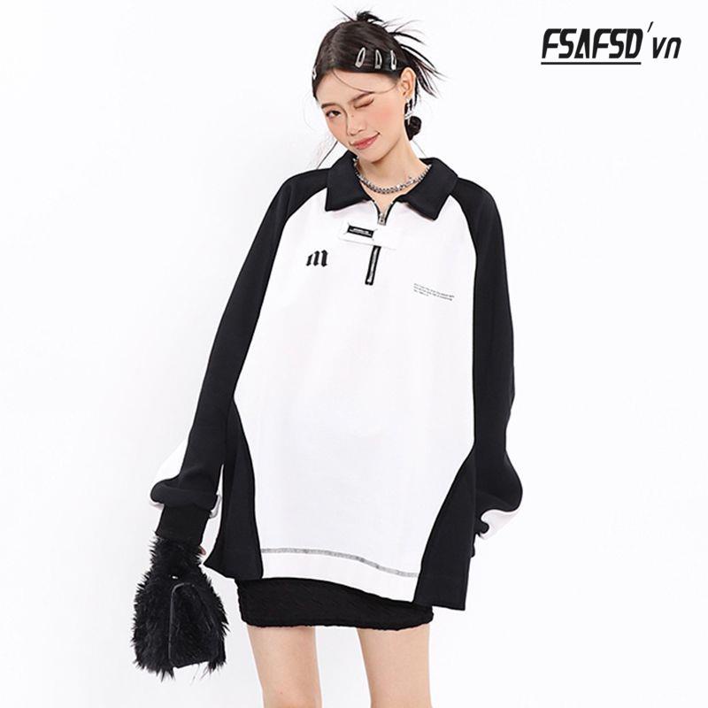 Áo Khoác Khóa Kéo Dáng Rộng 22 Màu Trắng Đen Thời Trang Cho Nữ