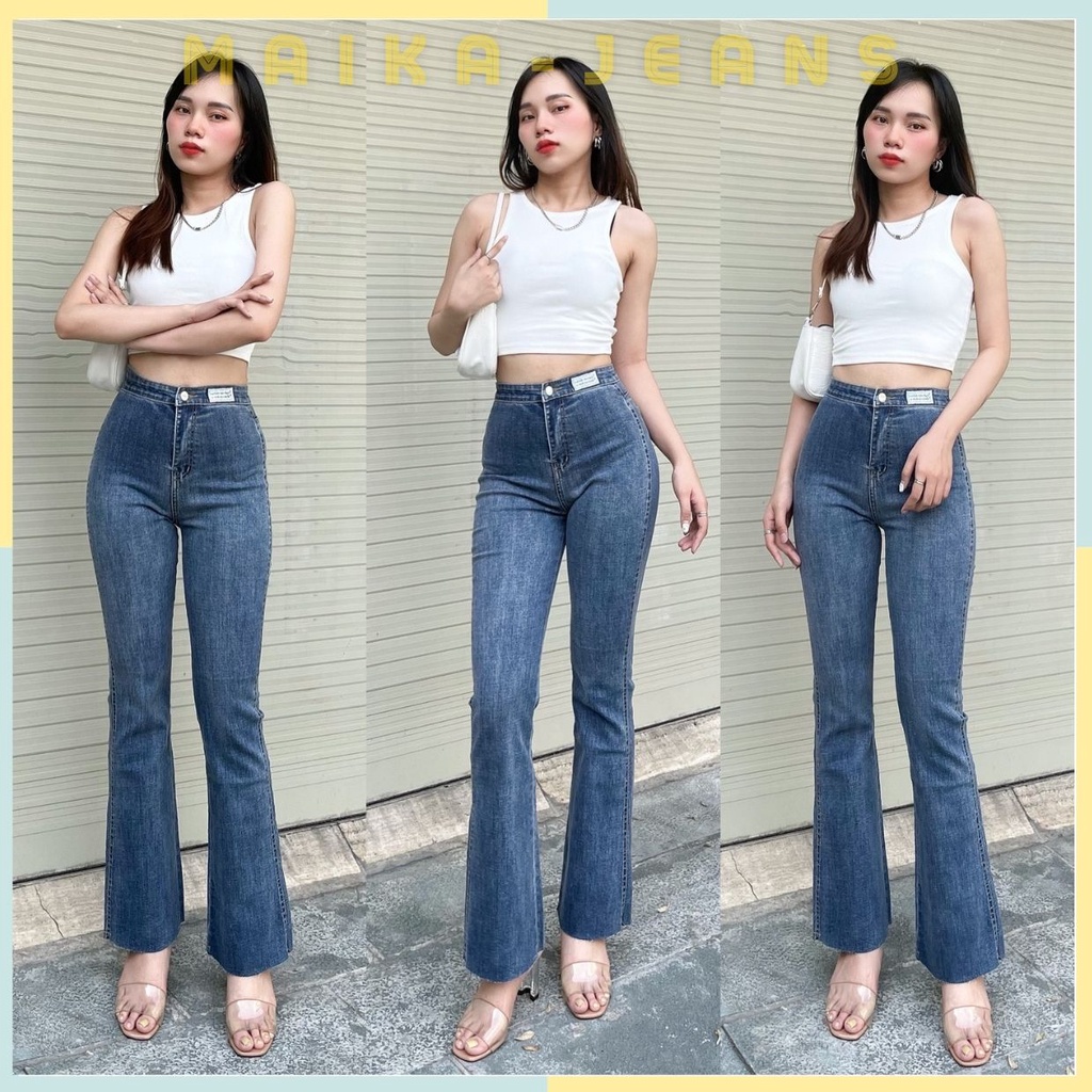 Quân Jean Loe Nữ Lưng Cao Cạp Trơn 2 màu Siêu Tôn Dáng Shop MaiKa Jeans