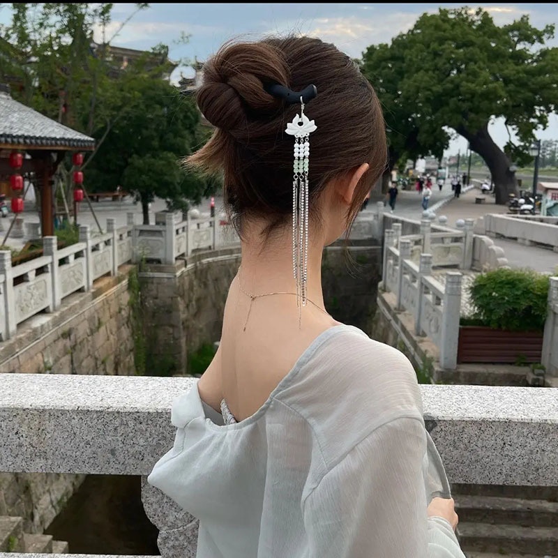 Trâm Cài Tóc Bằng Gỗ Đàn Hương Đính Hạt Tròn Phong Cách Trung Hoa Cổ Điển Cho Nữ