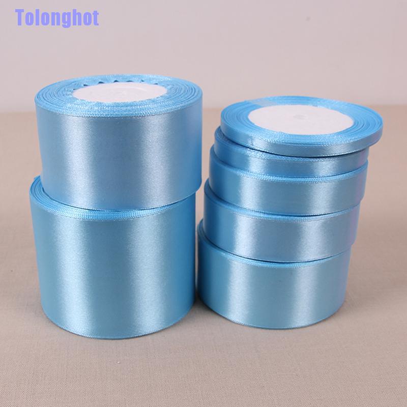 Tolonghot> Sky Blue 25 Yards Silk Satin Ribbon Wedding Party Decoration Gift Wrapping Christmas New Year Apparel Sewing Fabric Diy