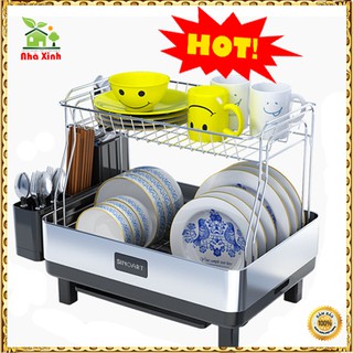 Kệ úp bát sinoart inox 2 tầng giá rẻ kt : 47 x 43 x 35 cm