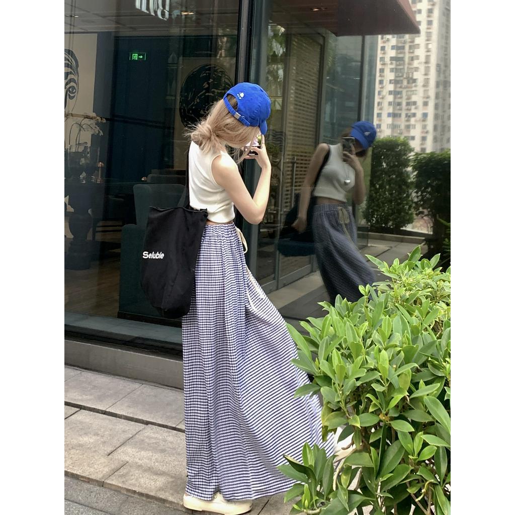 Chân Váy Sọc Ca Rô Lưng Thun Dáng Lửng Thời Trang Mùa Hè Năng Động 63492