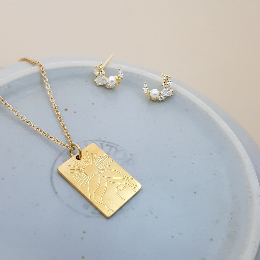 Dây chuyền cao cấp EVERMORE, vòng cổ nữ thần mặt trời, phong cách minimalist, thanh lịch D004