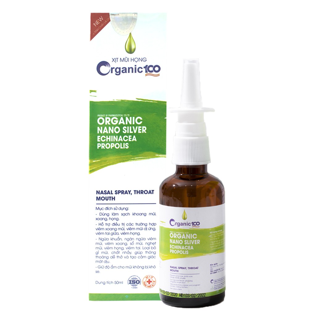 Xịt  mũi  họng cho bé Organic 100