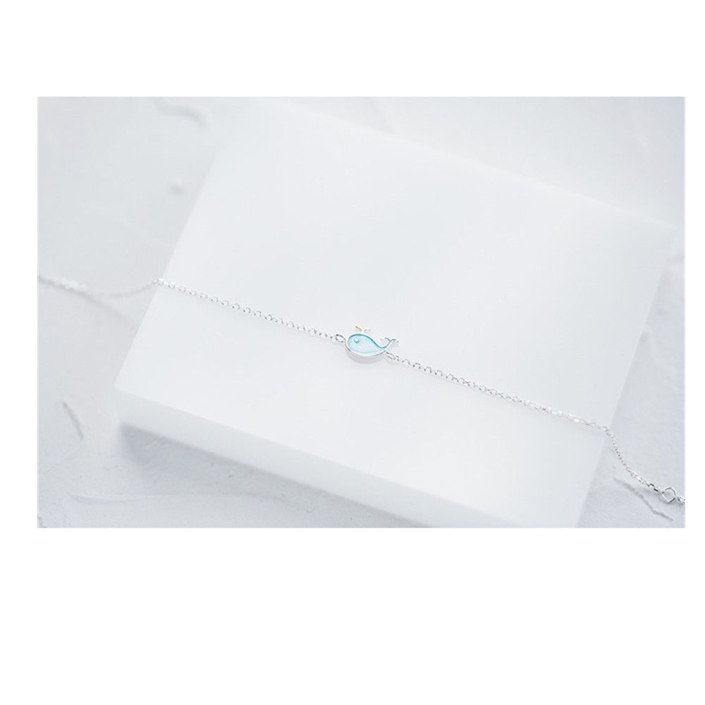 Lắc tay đồng mạ bạc 925 mặt cá voi dễ thương thời trang cho nữ