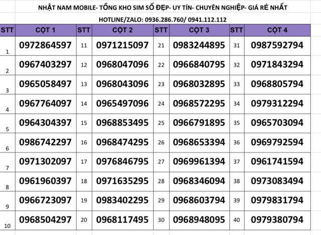 Sim Viettel 10 số đuôi năm sinh 9x-8x, hỗ trợ ĐK chính chủ