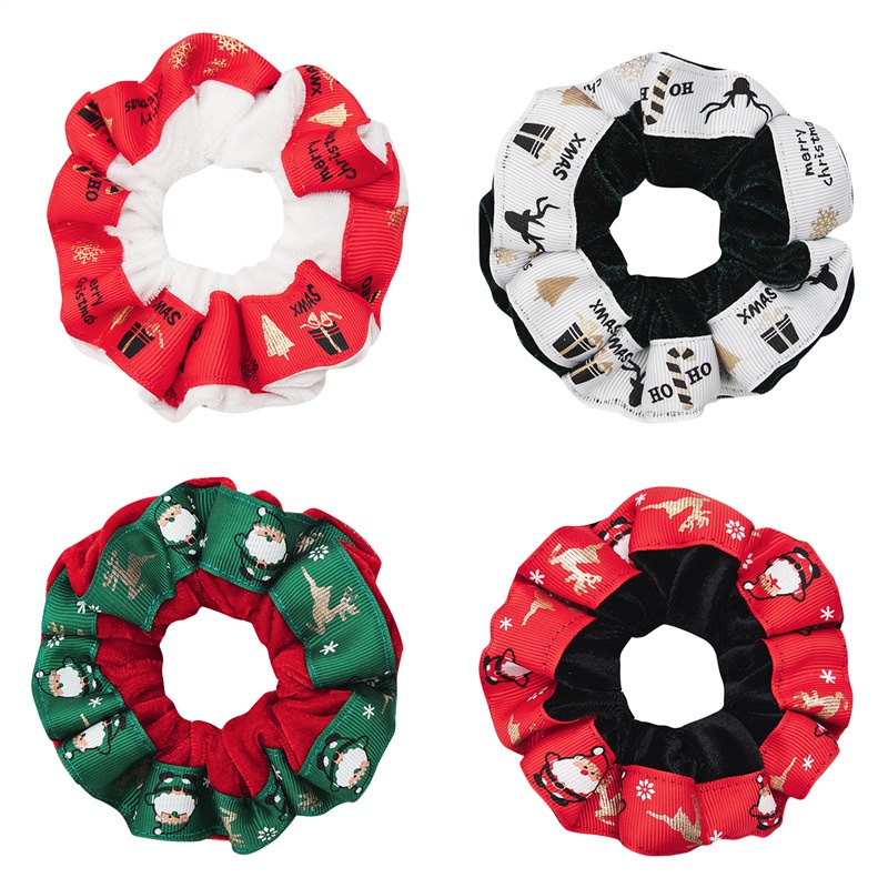 Dây buộc tóc vải flannel bản lớn phong cách giáng sinh mới cho nữ