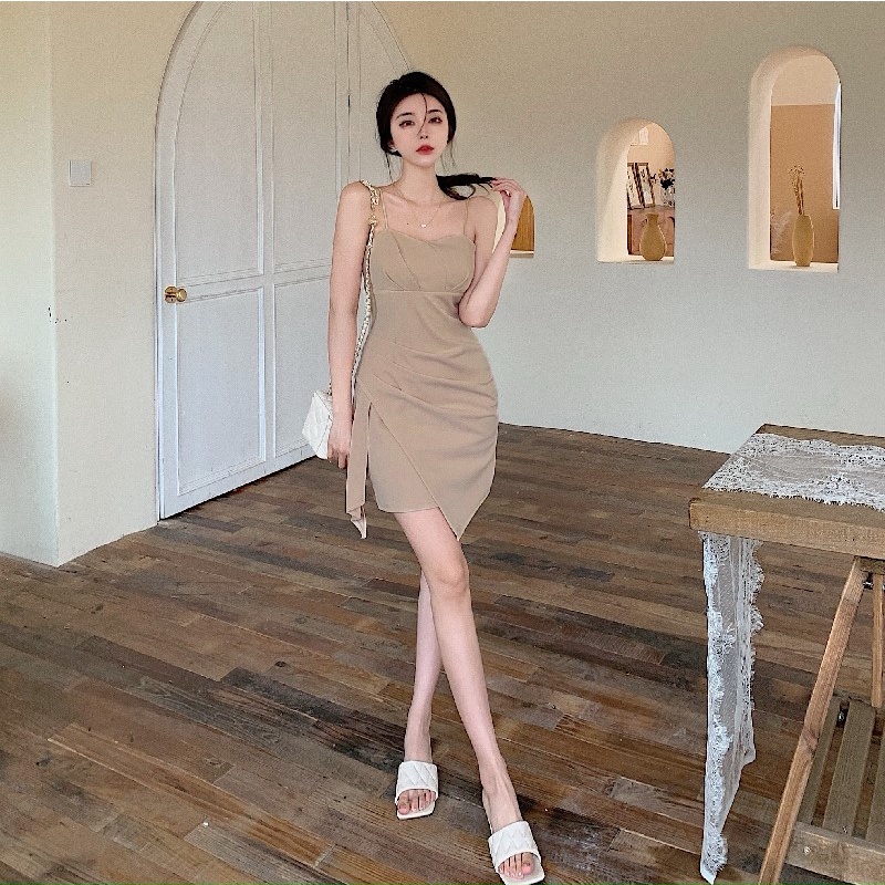 Đầm PERTY hai dây phong cách Hàn Quốc retro dễ phối đồ thời trang quyến rũ dành cho nữ