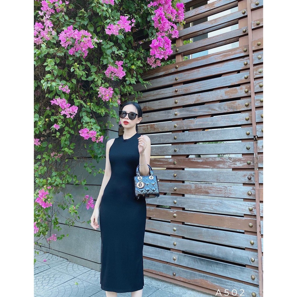 VÁY BODY GÂN XẺ TÀ, không tay,cộc tay, gân dày mặc body tôn dáng, size S M L | BigBuy360 - bigbuy360.vn