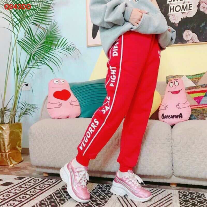 Quần nỉ nhung tăm bo gấu 2 màu chất nỉ da cá rút thể thao hàng chuẩn form to ống rộng dày dặn ấm áp