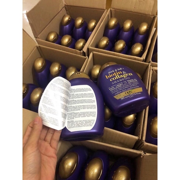 Cặp Dầu Gội Xả Biotin & Collagen OGX Thick & Full Nuôi Dưỡng và Kích Thích Mọc Tóc