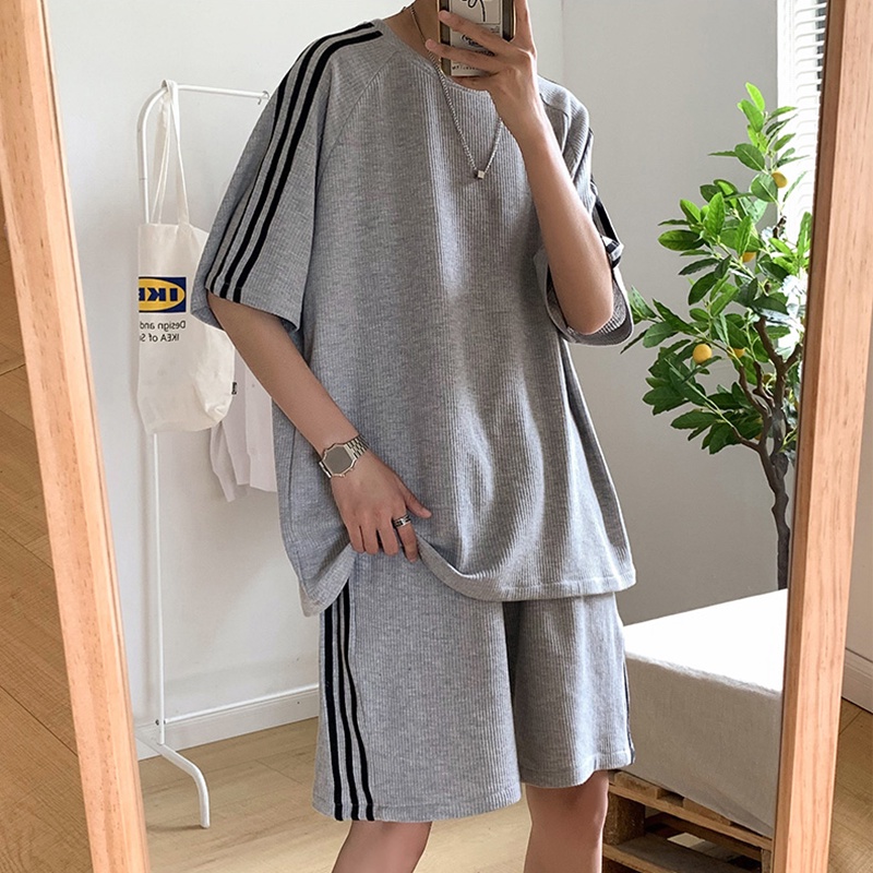 Set Đồ Thể Thao Áo Thun Tay Ngắn + Quần Short Dáng Rộng Phong Cách Nhật Bản Thời Trang Mùa Hè Cho Nam Và Nữ Size S-5XL