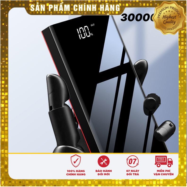 SẠC CỰC NHANH - PIN SẠC DỰ PHÒNG 30000MAH MẶT GƯƠNG ĐEN HUYỀN THOẠI |TuanBoutique