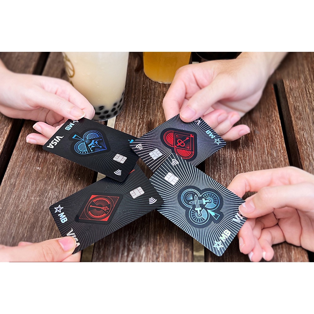 Thẻ Quân Bài ACE MBBank - Phiên bản Huyền Bí, hình quân bài Rô/ Cơ/ Nhép / Bích Thẻ ATM / VISA MB ba