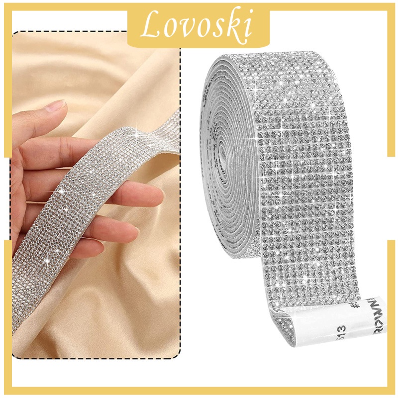 Cuộn Dây Ruy Băng Đính Đá Giả Kim Cương Tự Dính 1.4cm Dùng Trang Trí Xe Hơi DIY
