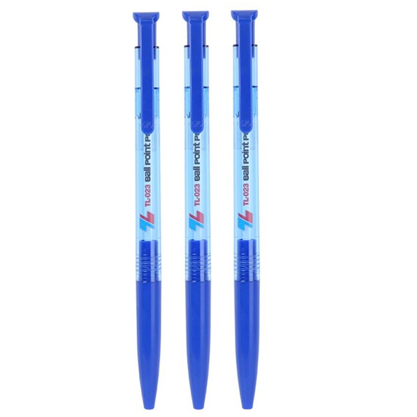 Vỉ 3 Bút Bi 0.8 mm Thiên Long TL-023 - Mực Xanh