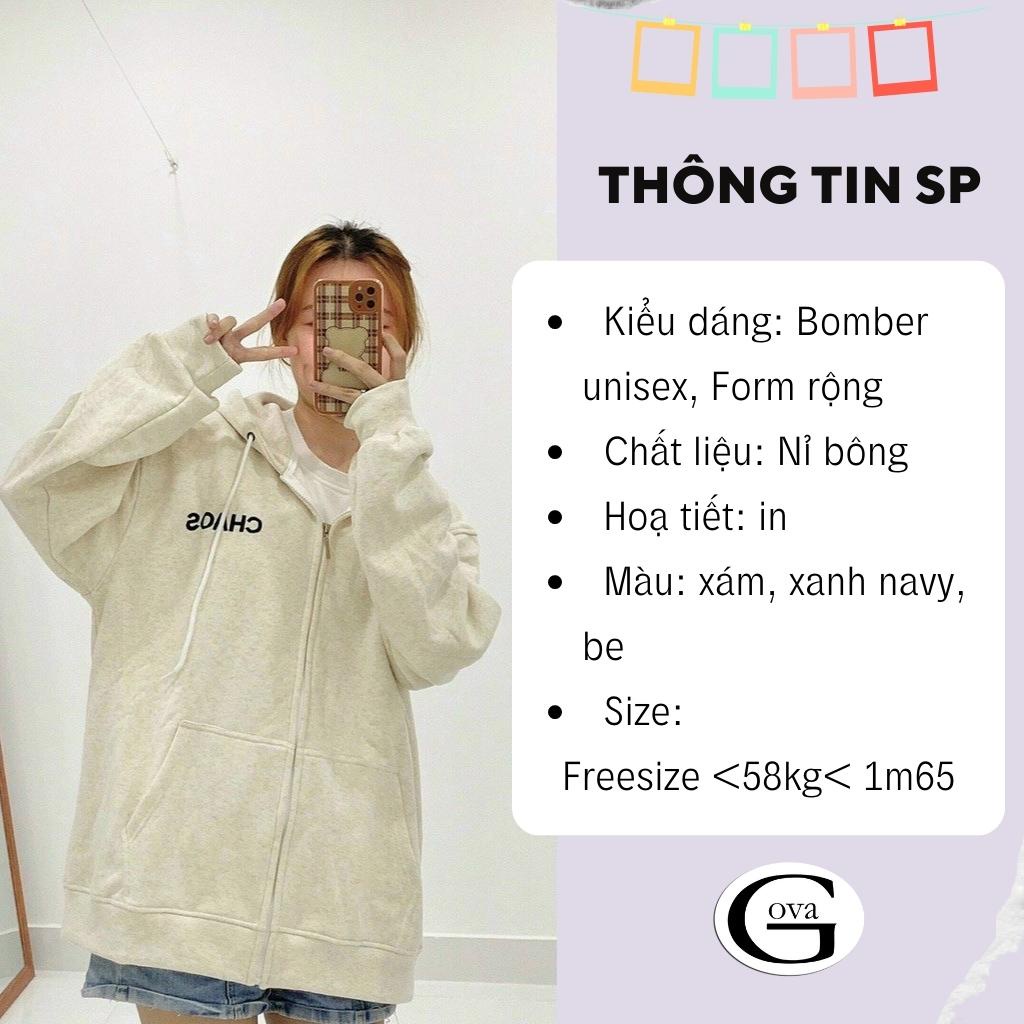 Áo Khoác Nỉ CHAOS Nam Nữ Form Rộng BomberUnisex Chất Vải Nỉ Hình In Đẹp GOVA