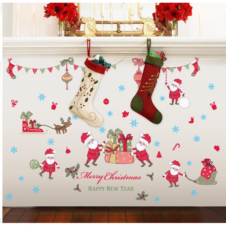 Decal trang trí nhiều Ông già NOEL nhí đáng yêu