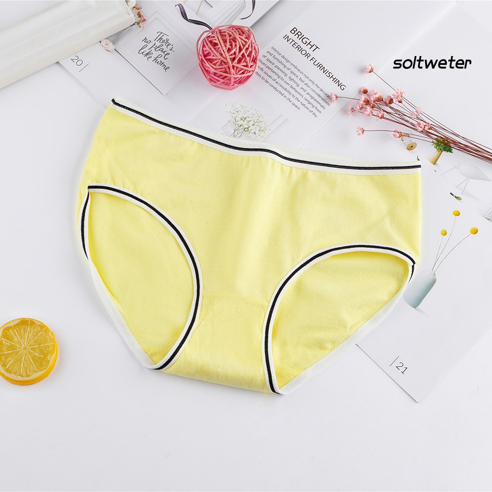 Quần lót cotton thoáng khí màu trơn dễ thương dành cho nữ