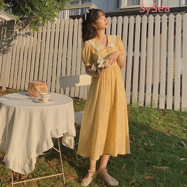 Đầm Maxi Chất Chiffon Hoạ Tiết Hoa Phong Cách Retro