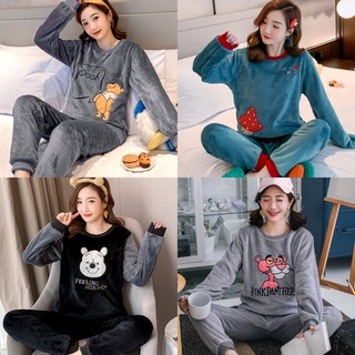 Bộ đồ ngủ nữ [KÈM QUÀ TẶNG] pijama, quần áo mặc nhà giữ nhiệt dài tay nhung bông nỉ lông thu đông xuân ấm áp QA10