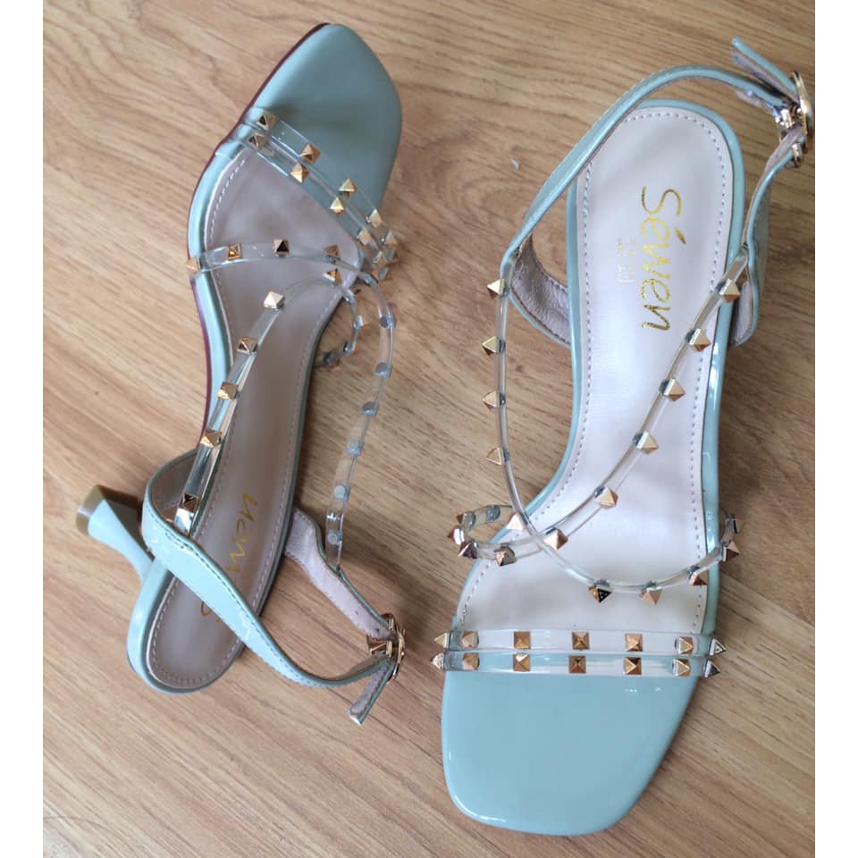 THANH LÝ G269 Giầy Sandal Xăng đan xanh phối đinh Size 35.5