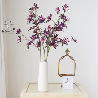 Hoa Decor - Hoa Lan Hoàng Thảo Camelia +Tặng Kèm Sỏi, Phong Cách Hàn Quốc, Trang Trí Phòng Sang Trọng