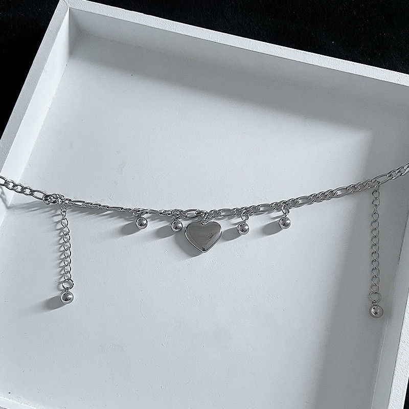 Vòng cổ choker bằng thép titan không phai màu mặt hình trái tim phong cách cá tính 22514