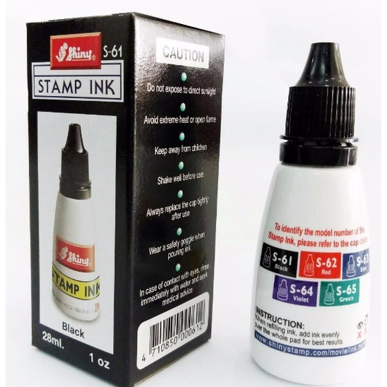 Mực dấu Shiny S-61 đen/ S-62 đỏ/ S-63 xanh/ 28ml - Chính hãng